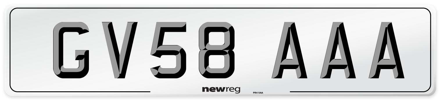GV58 AAA Number Plate from New Reg